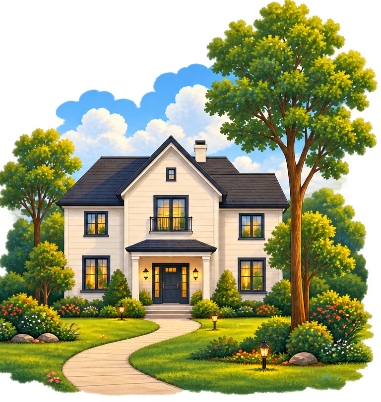 A welcoming home surrounded by trees